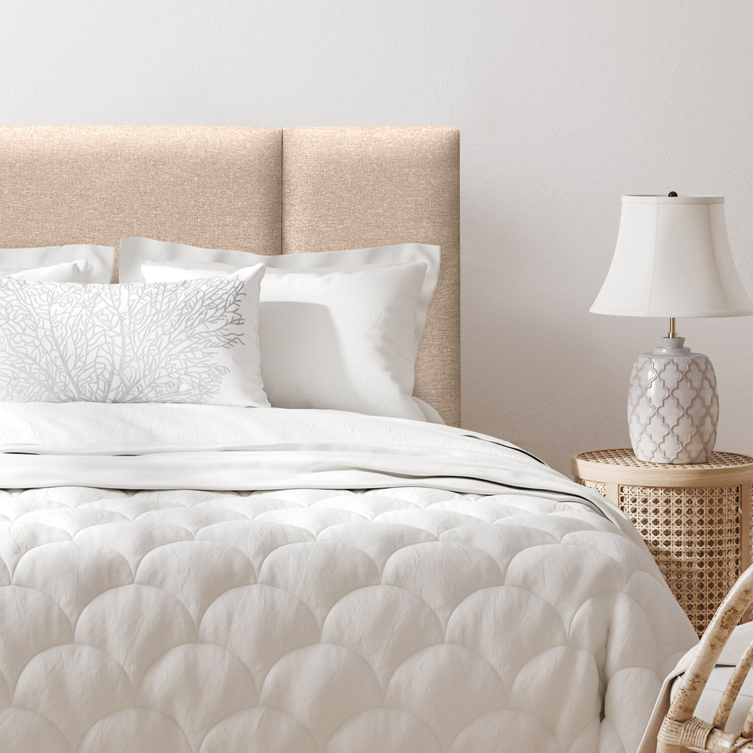 Respaldo De Cama Block Lino Beige 2 Plazas image number 2.0