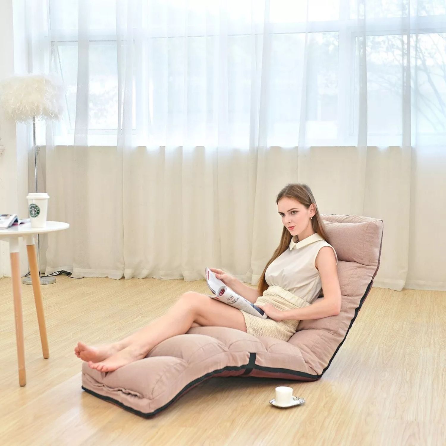Coj&iacute;n Puf Sof&aacute; Reclinable Multifuncional Beige image number 3.0