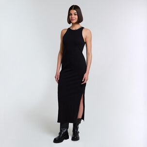 Vestido Jersey Largo Sin Mangas Cuello Redondo Mujer Rolly Go