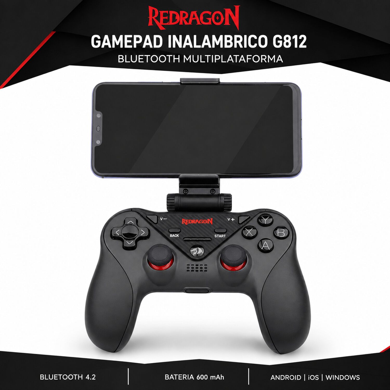 Gamepad Inal&aacute;mbrico Redragon G812 Bluetooth Multiplataformas image number 7.0