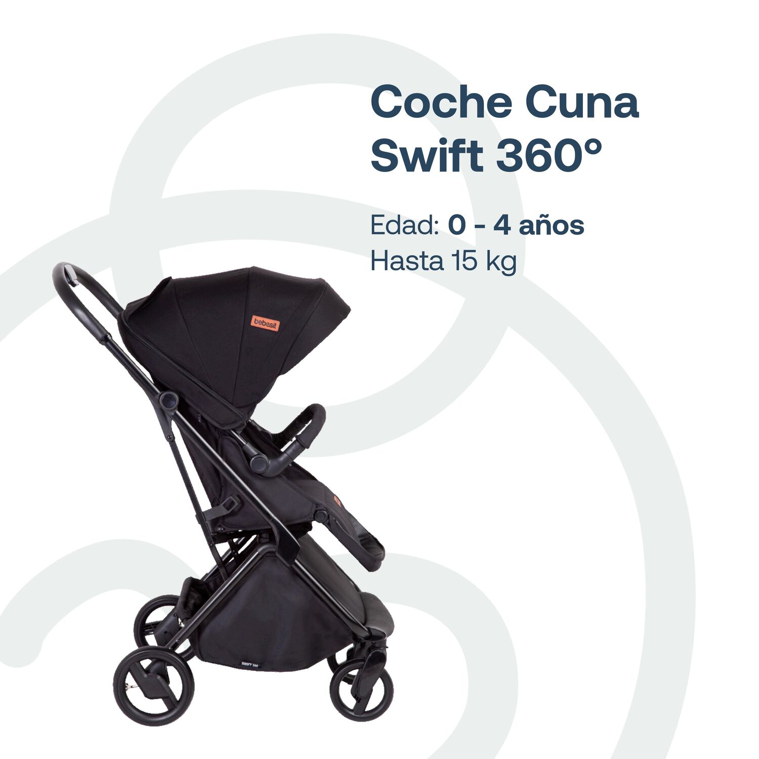 Coche Cuna Travel System Swift 360 Negro image number 1.0