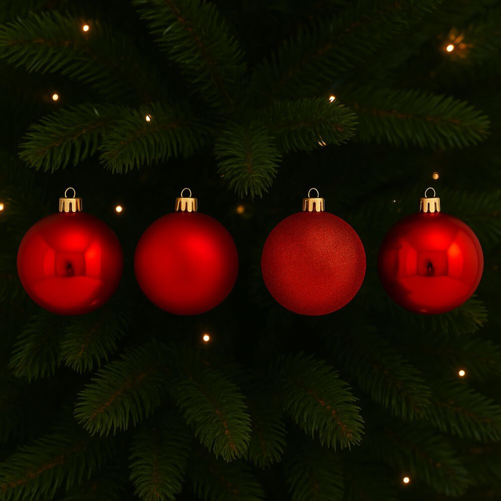 4 Bambalinas Esferas Navideñas Rojo 12cm Decoracion Navidad image number 1.0