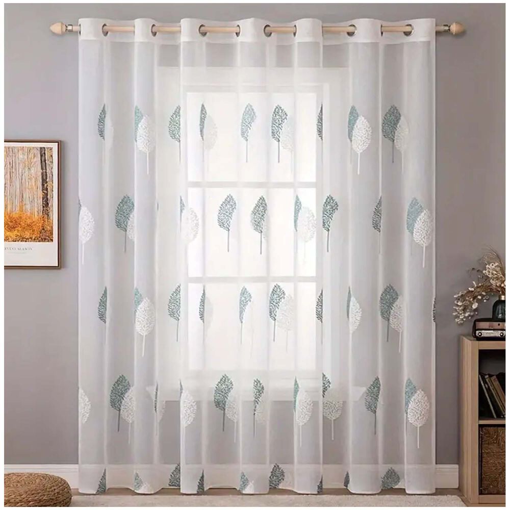 Set De 02 Visillos Bordados Con Argollas 140x230 Cm Mod11 image number 0.0