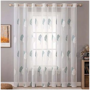 Set De 02 Visillos Bordados Con Argollas 140x230 Cm Mod11