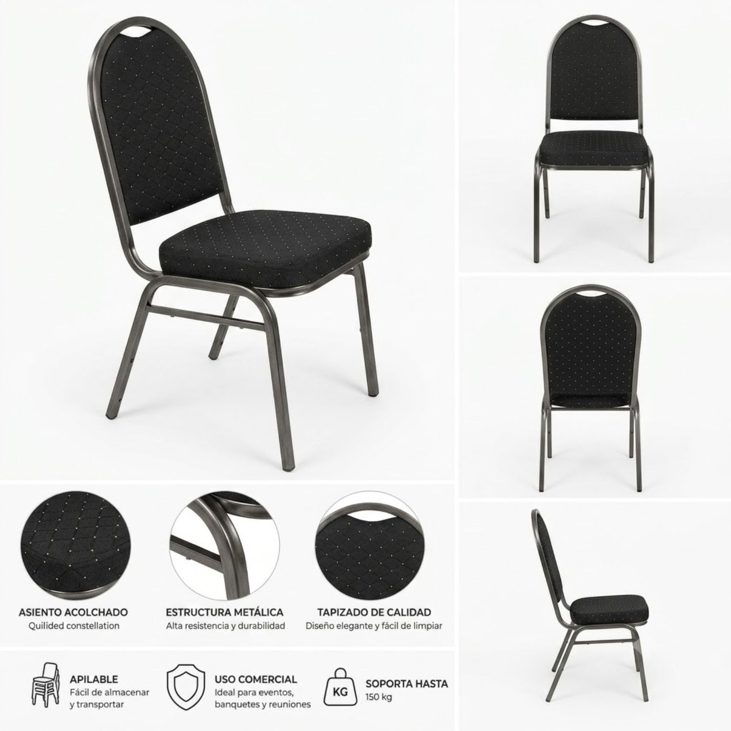 Pack 4 Sillas De Eventos Varios Hotel Restaurante Acolchada image number 1.0