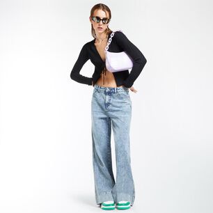 Sweater Tejido Cardigan Con Cord&oacute;n Delantero Cuello V Mujer Freedom