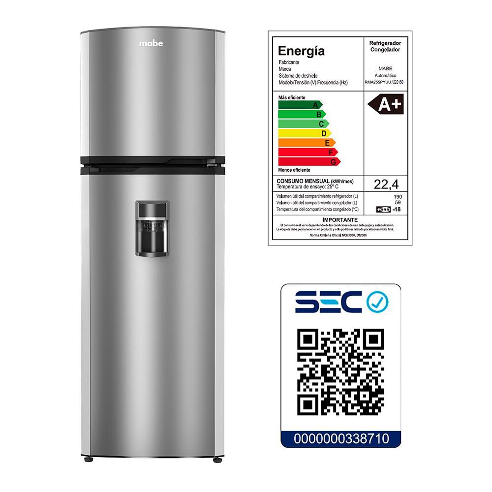 Refrigerador Top Freezer Mabe RMA255PYUU / No Frost  / 250 Litros / A+ image number 7.0