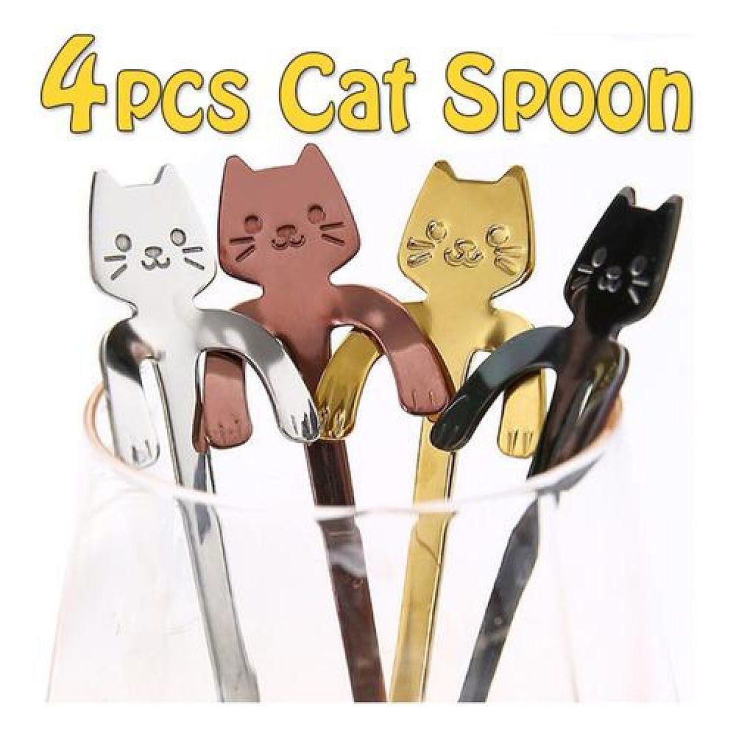 Set Pack 4 Cucharas Gatito Cut Kawaii Nekospoon image number 2.0