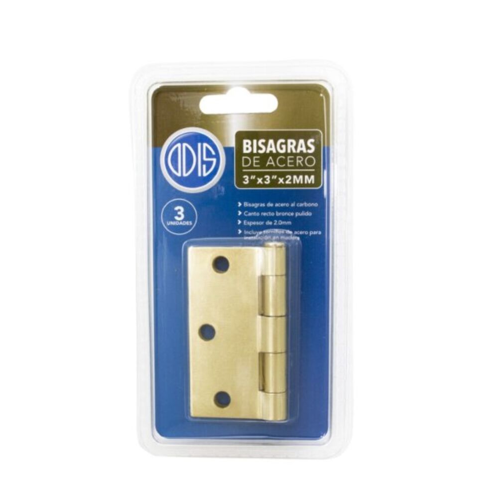 Pack 3 Bisagras Acero Odis 3&rdquo;&times;3&rdquo;&times;2,0mm - Bronce image number 5.0