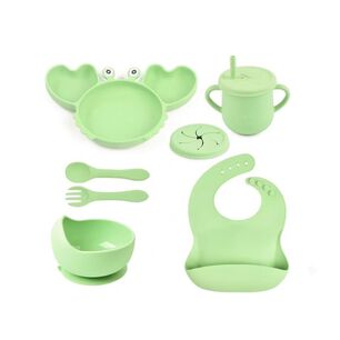 Set Alimentacion Bebe Silicona Plato Cangrejo