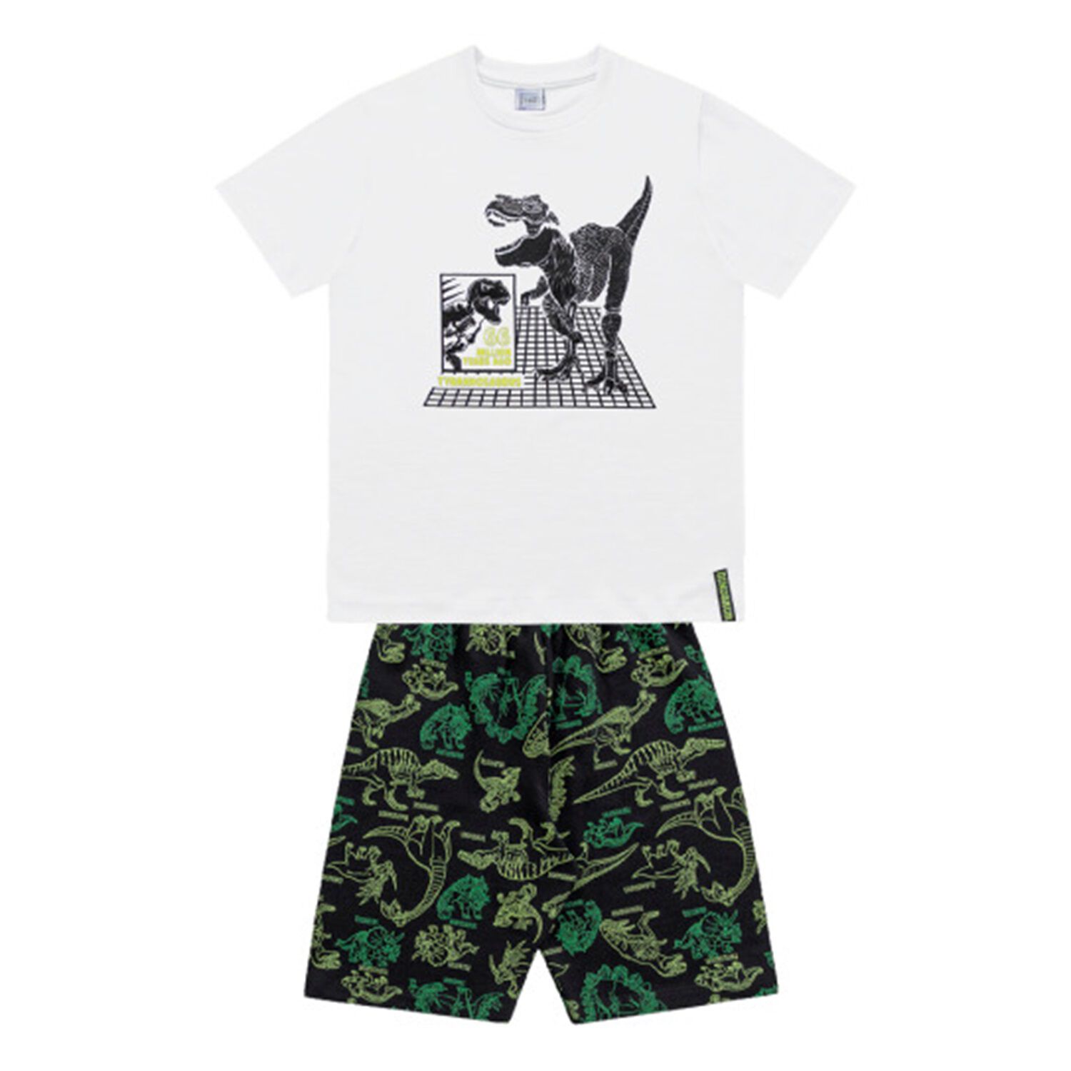 Conjunto Polera Blanca Y Short Dinosaurio Algod&oacute;n image number 0.0