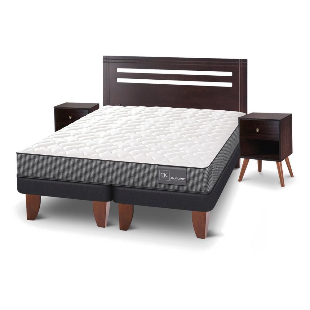 Cama Europea Cic Anatomic / 2 Plazas / Base Dividida + Set De Maderas image number 2.0