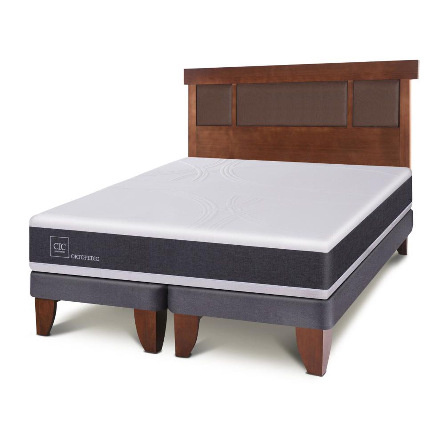 Cama Europea Cic New Ortopedic / 2 Plazas / Base Dividida + Respaldo image number 1.0