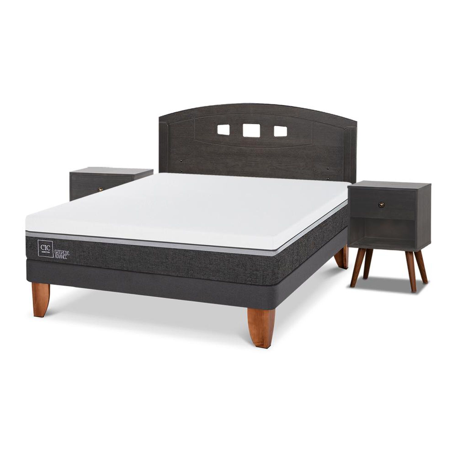 Cama Europea Cic Ortopedic Advance / 2 Plazas / Base Normal + Set De Maderas image number 1.0