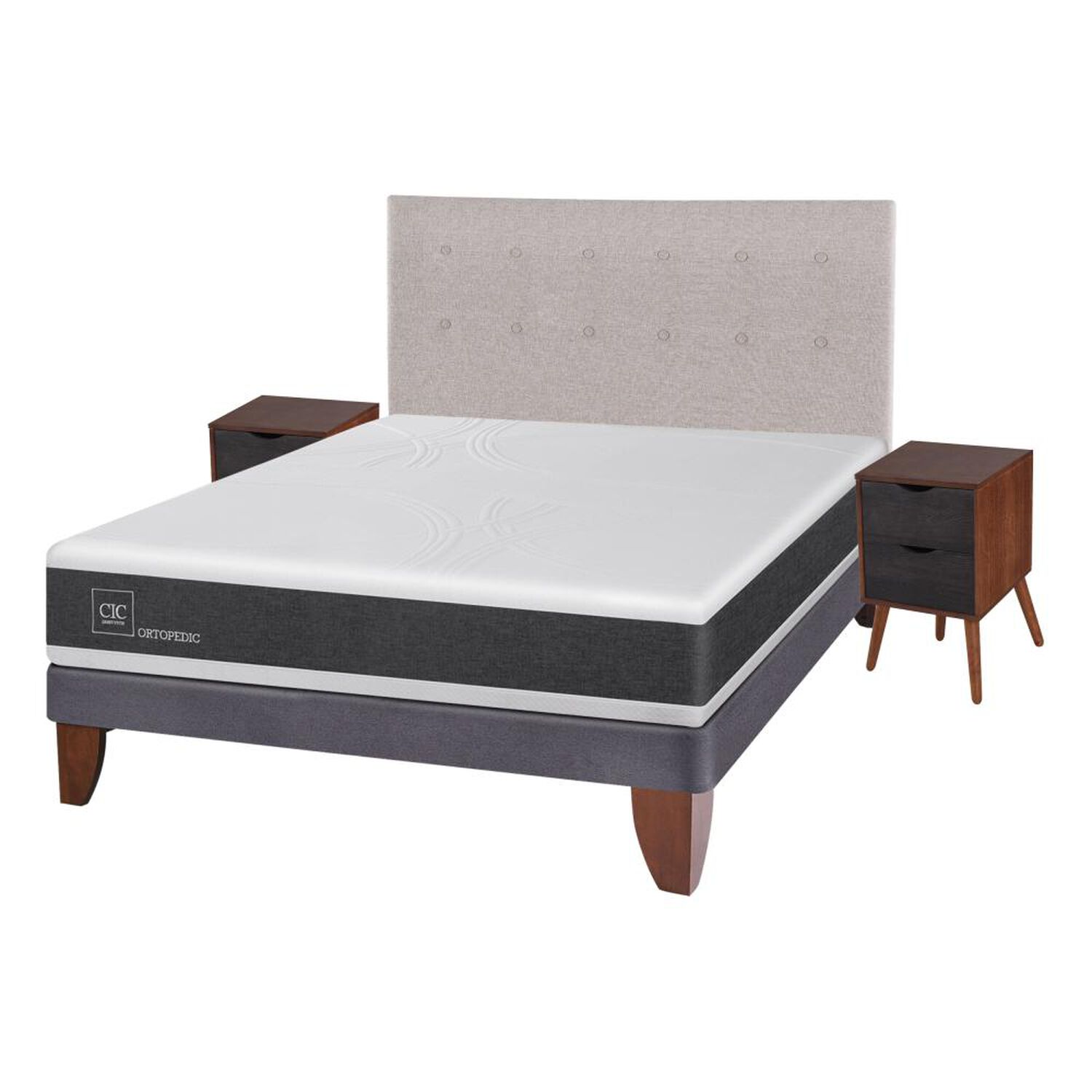 Cama Europea Cic Ortopedic / 2 Plazas / Base Normal + Set De Maderas image number 1.0