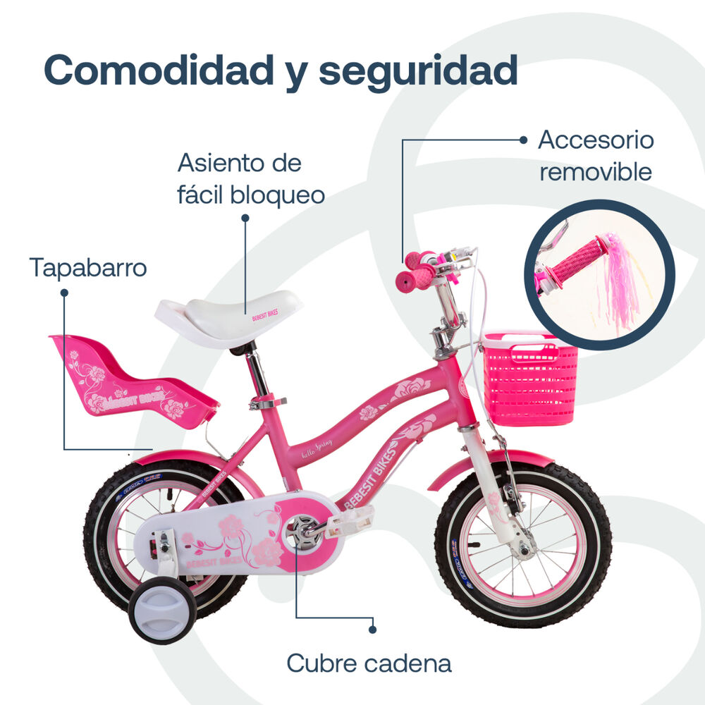 Bicicleta Infantil Queen Aro 12 Rosada Bebesit image number 4.0