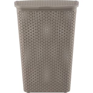 Cesto Canasto De Ropa Bali 55 Lts Con Tapa Moderno Elegante Color Taupe