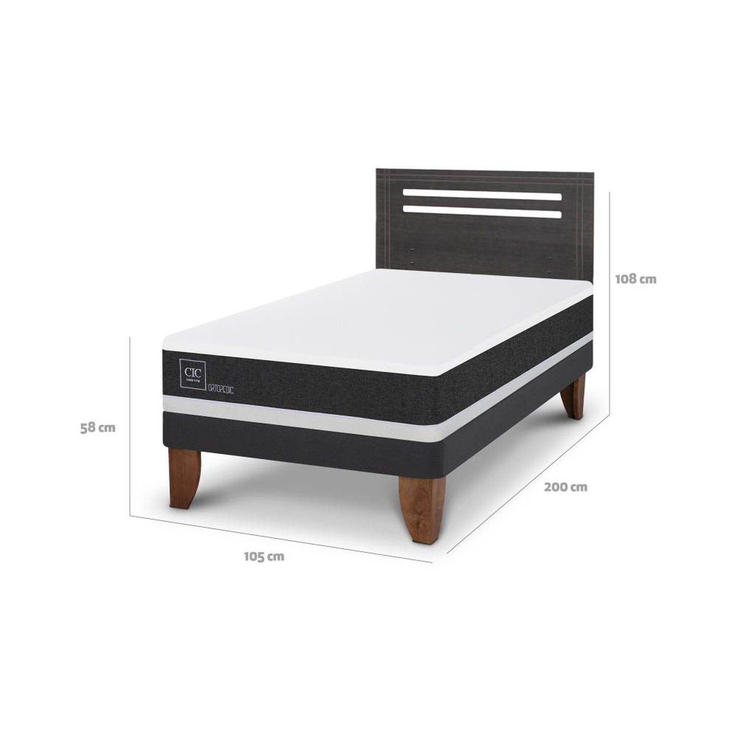 Cama Europea Cic Ortopedic / 1.5 Plazas / Base Normal + Respaldo image number 4.0
