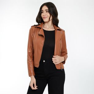 Chaqueta Ecocuero Básica Cuello Solapa Mujer Kimera