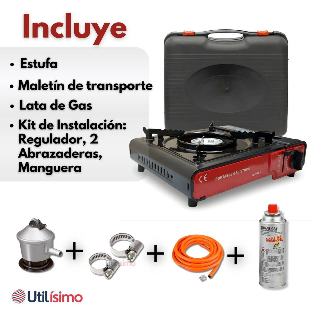 Cocina Port&aacute;til Cocinilla Camping + Kit De Instalaci&oacute;n Y Lata De Gas image number 2.0