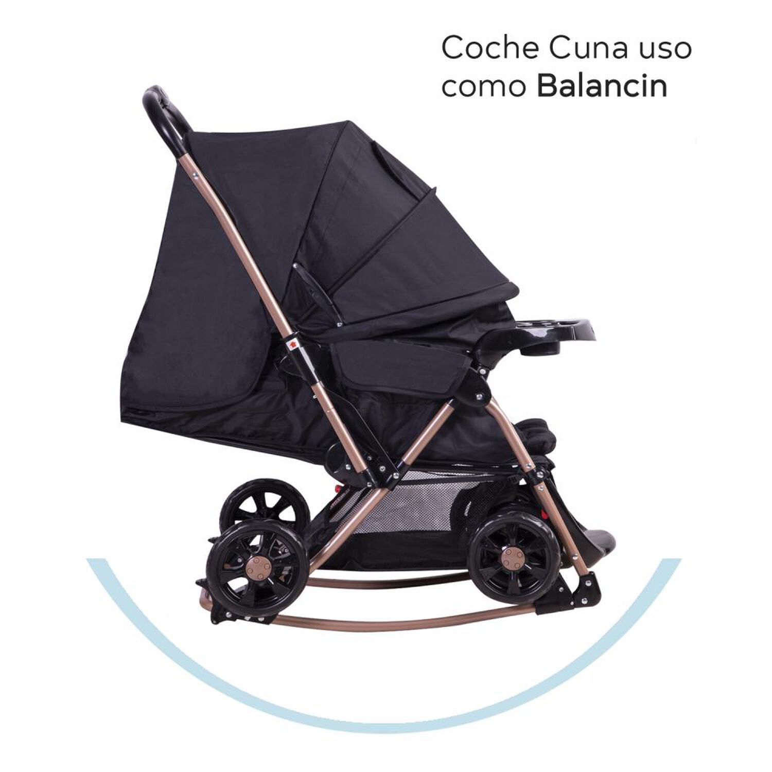 Coche Cuna Paseo Bebesit Balancin Sx Negro Dorado image number 4.0