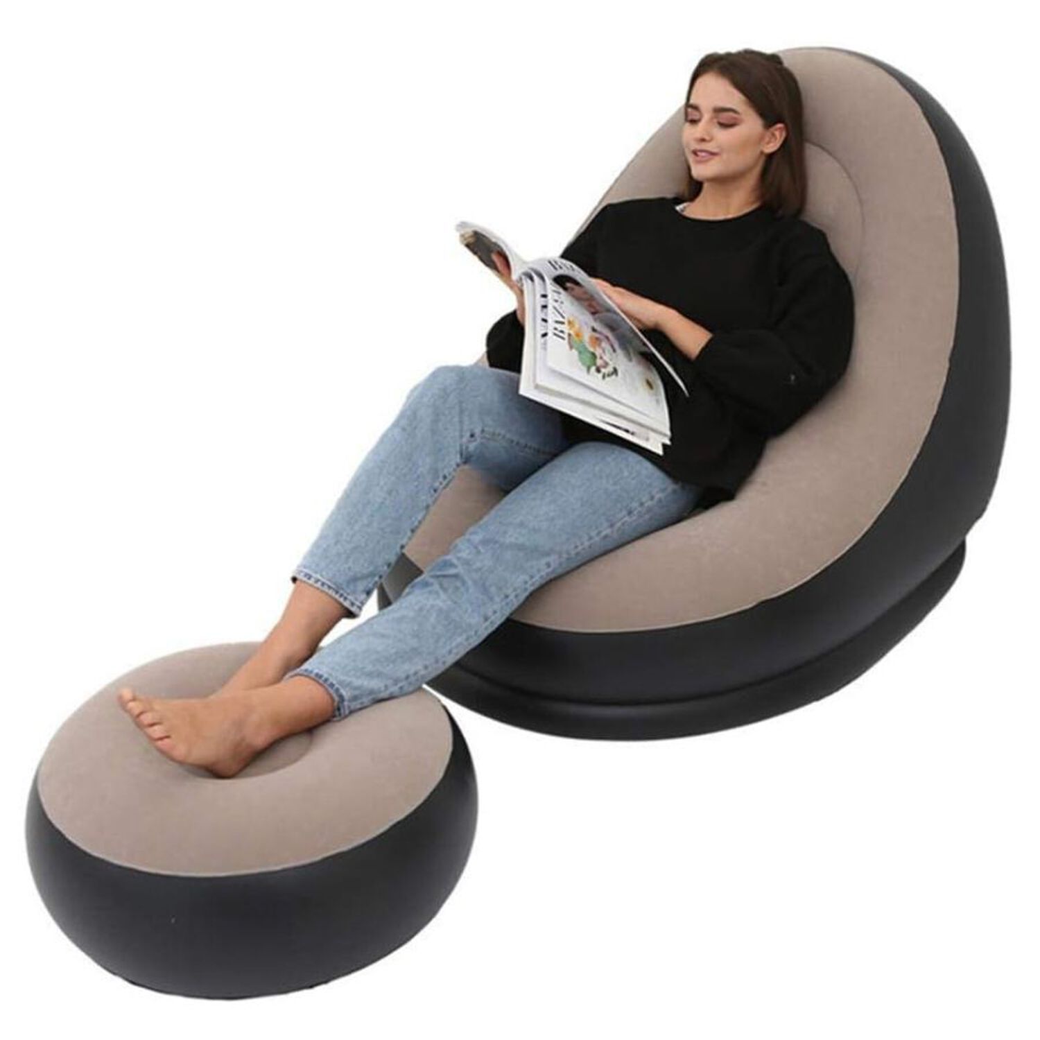 Sofa Con Reposa Pies Inflable Puff Sillon Portatil image number 0.0
