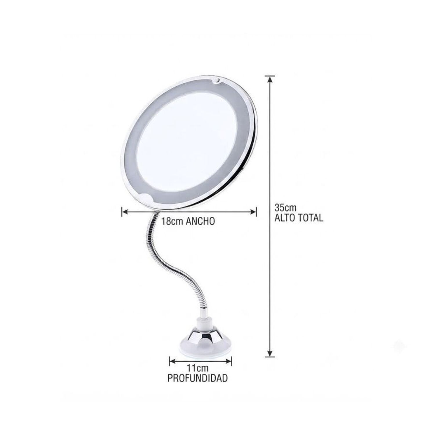 Espejo Maquillaje Led 10x Aumento Flexible Ventosa 360 Iluminado image number 3.0