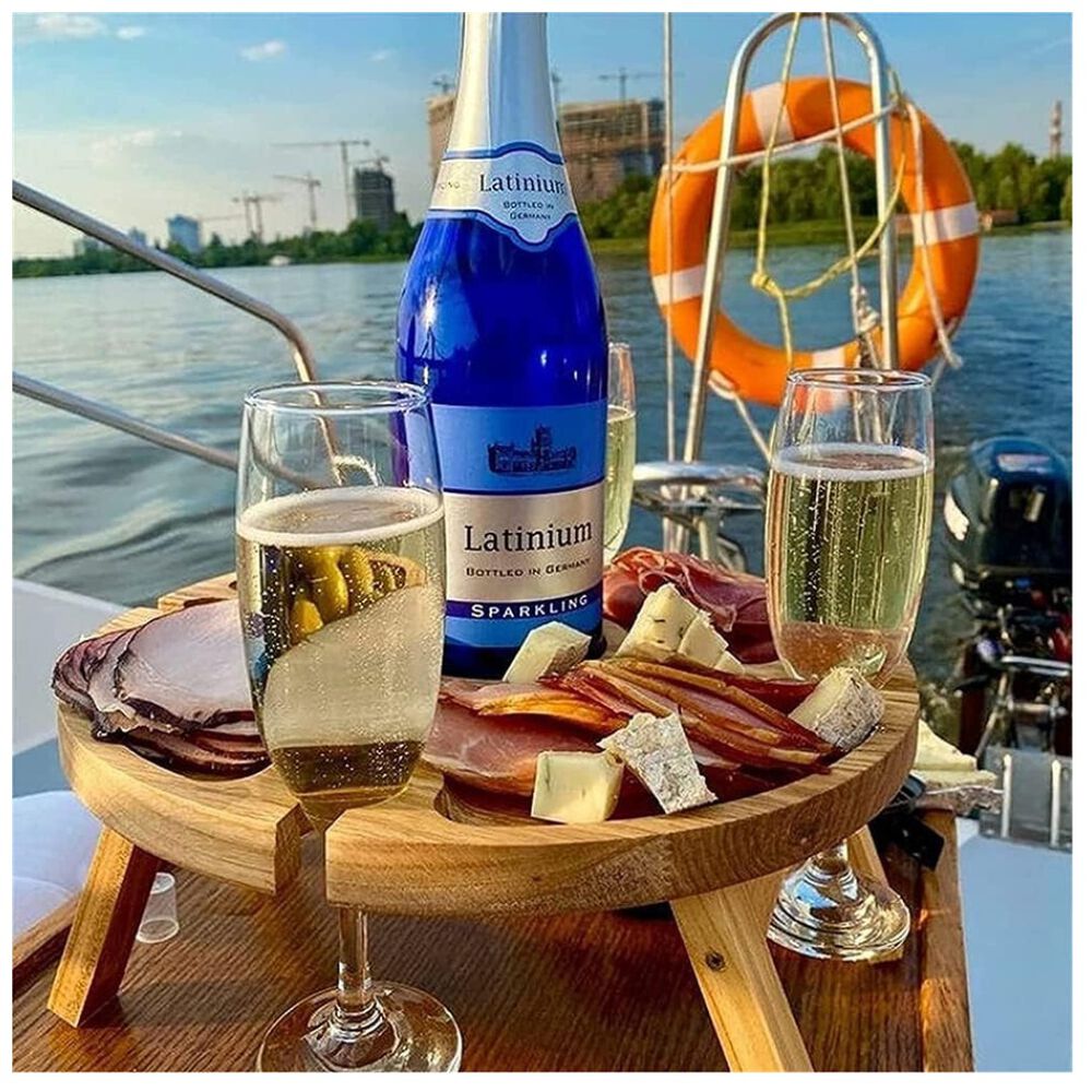 Tabla Redonda Plegable De Madera Mesa Port&aacute;til Picnic Picoteo image number 4.0