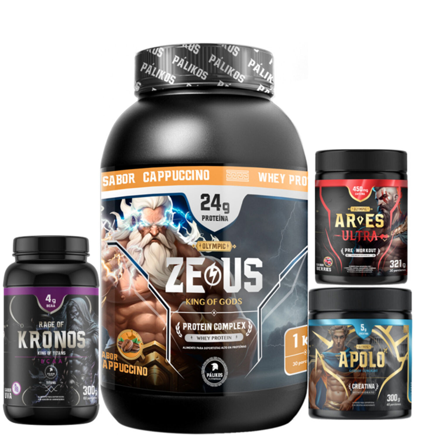 Proteina Complex 1kg Capuccino Creatina Apolo 300g Pre Entreno Ares Bcaa Kronos image number 0.0