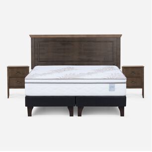 Cama Europea Rosen Neo Plus + Muebles Anna / 2 Plazas / Base Normal + Set De Maderas