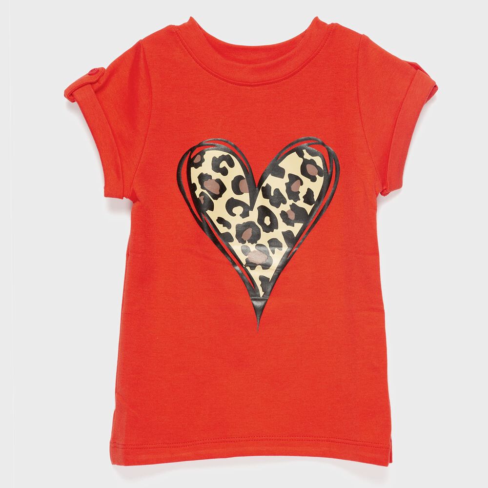 Polera Roja Corazón Print Adulto Algodón Peruano image number 0.0