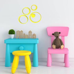 Stickers De Madera Para Muro C&iacute;rculos Amarillos