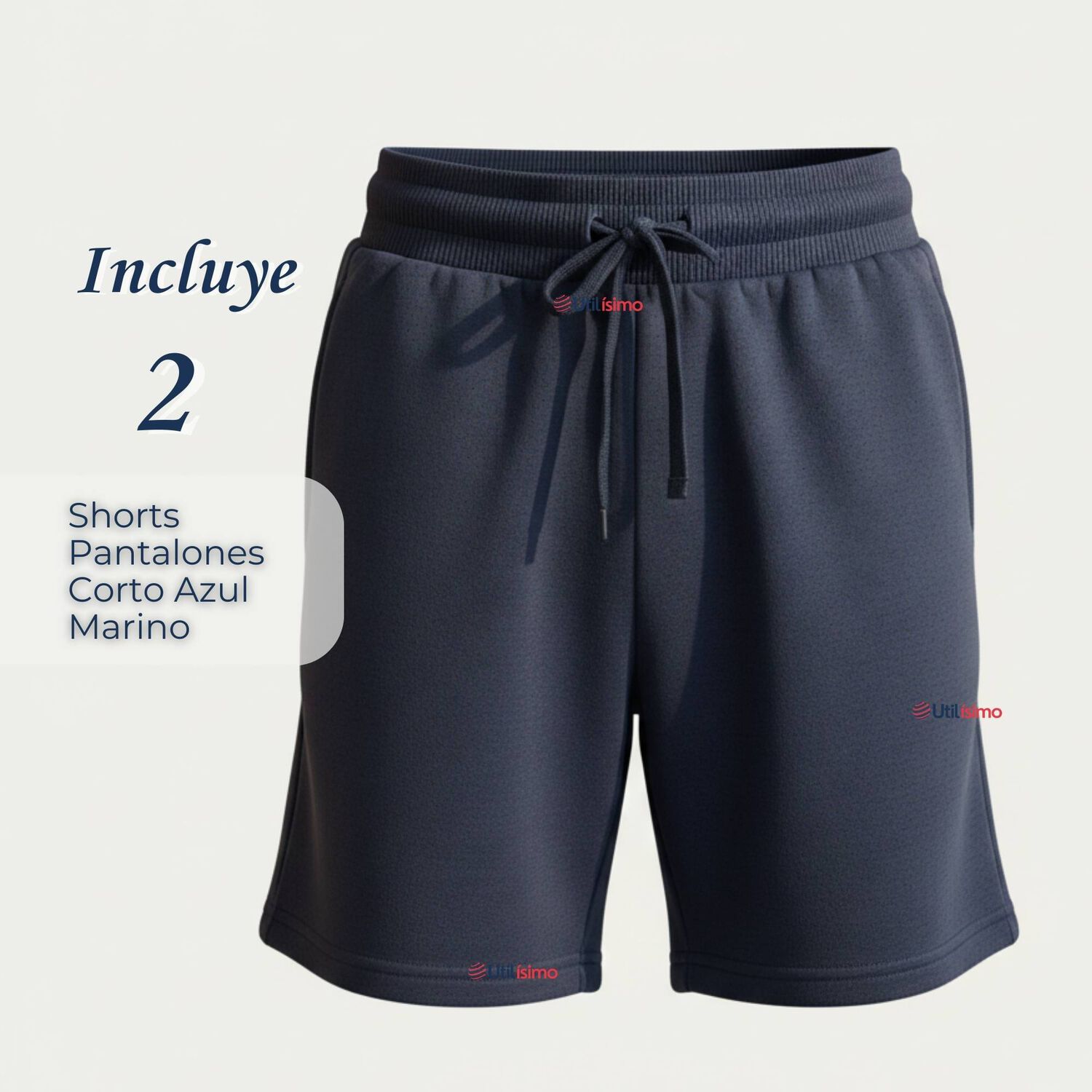 Pack 2 Pantal&oacute;n Corto Short Escolar Juvenil Algod&oacute;n Deportivo Azul Marino image number 2.0