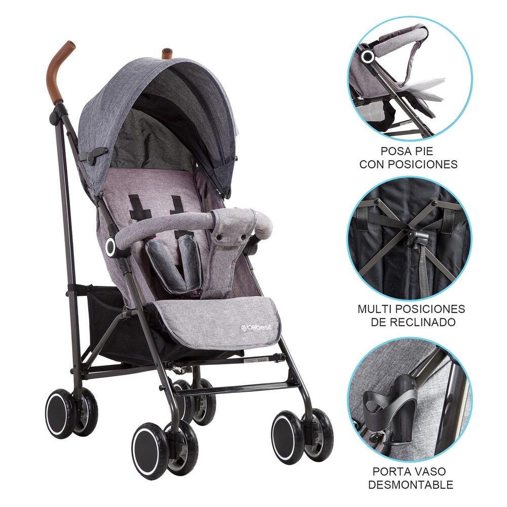 Coche Paragua Clap Melange Gris image number 7.0