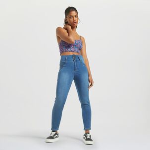 Jeans Regular Pretina Alta Push Up Mujer Rolly Go Jeans Regular Pretina Alta Push Up Mujer Rolly Go