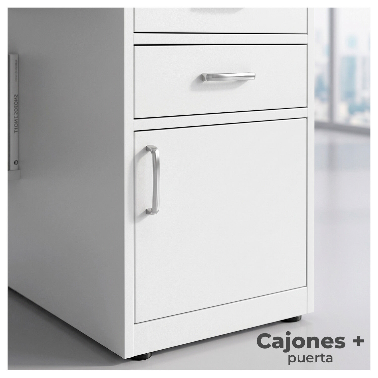 Escritorio 100cm Home Office Con Cajones Puerta Y Gabinete image number 3.0