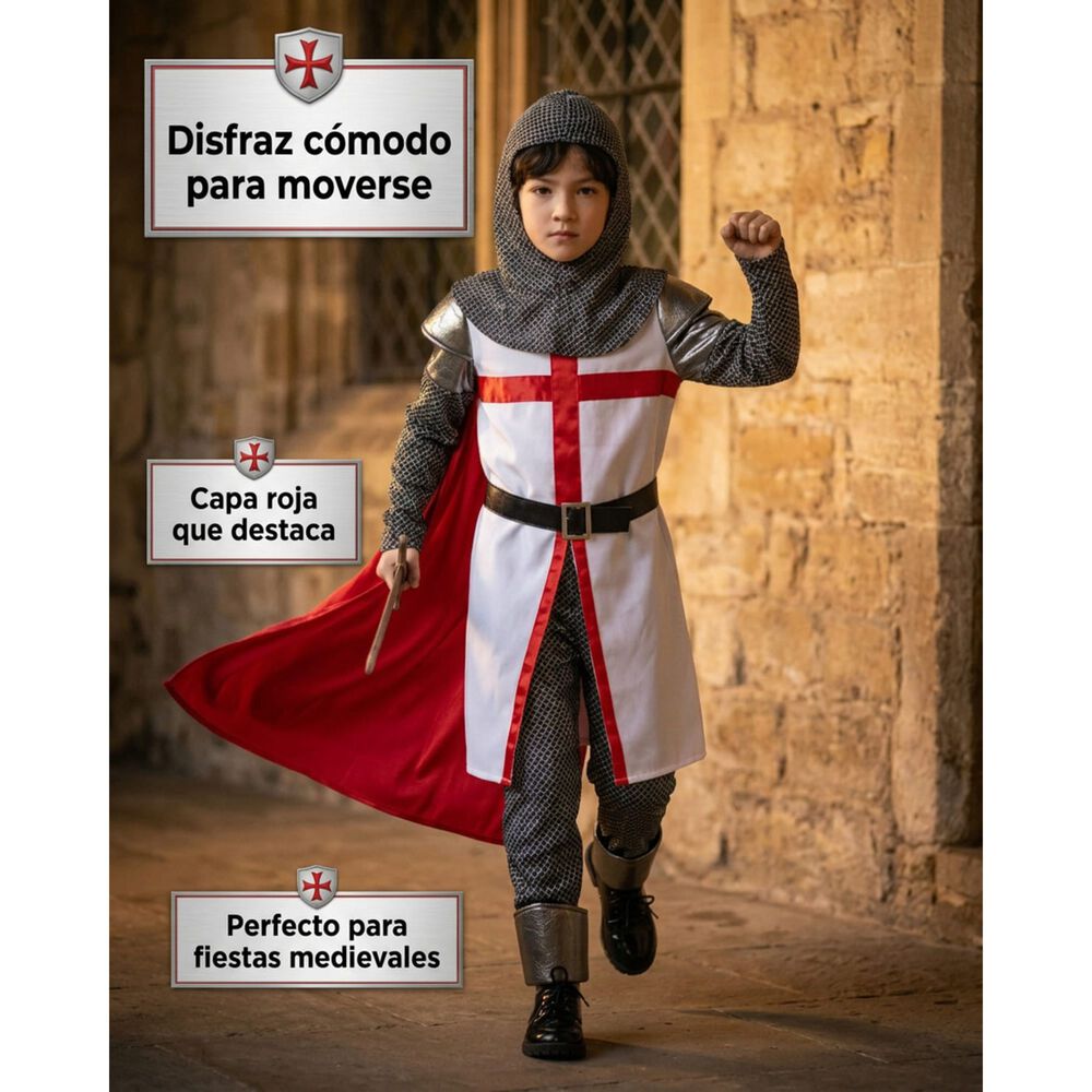 Disfraz Infantil Caballero Templario Edad Media image number 2.0