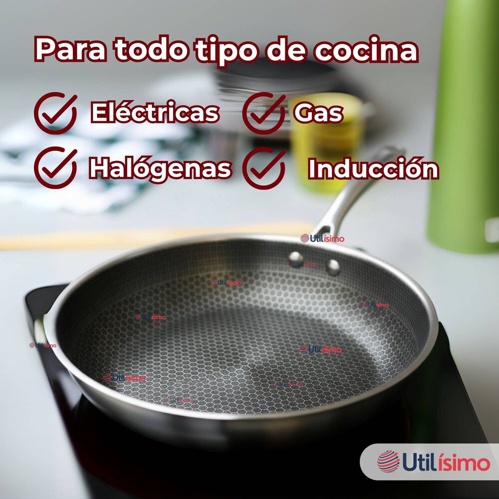 Sartén Acero Inoxidable Antiadherente 28cm Para Cocinar Freír Saltear image number 5.0