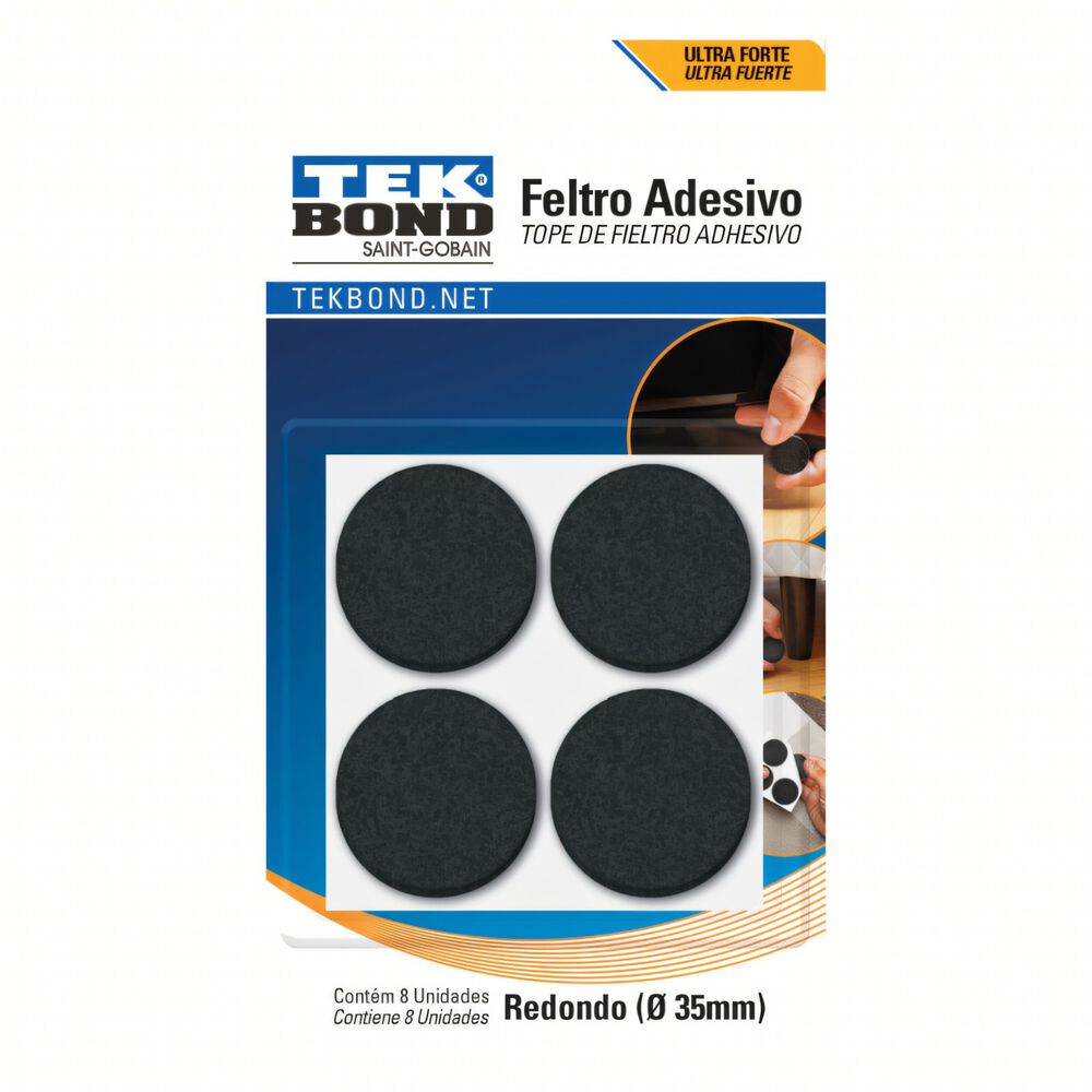 Fieltros Adhesivos Redondo 35mm Negro 8un. - Tekbond image number 0.0