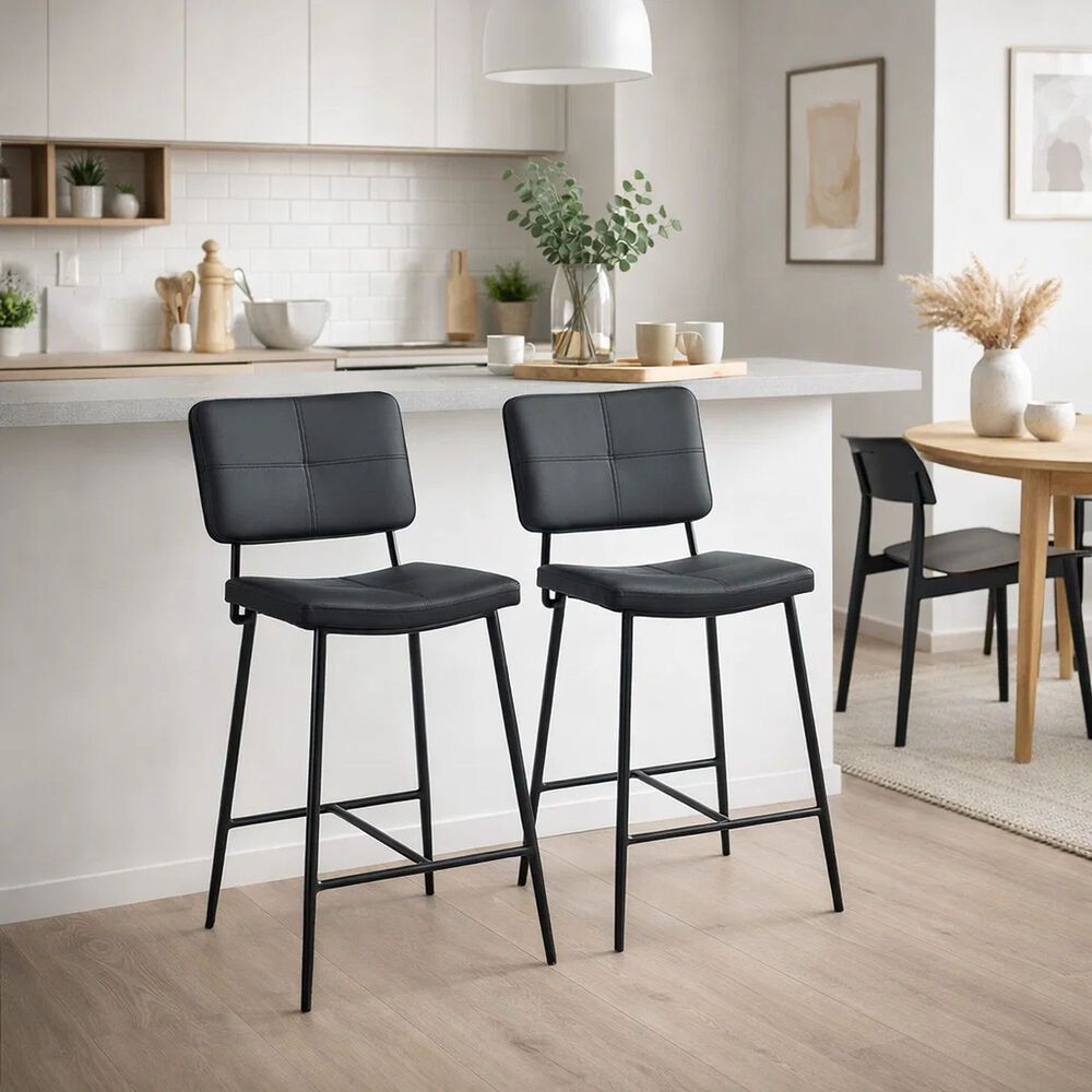 Pack De 4 Taburetes Alto Bronx Negro Con Patas Met&aacute;licas Negras image number 1.0