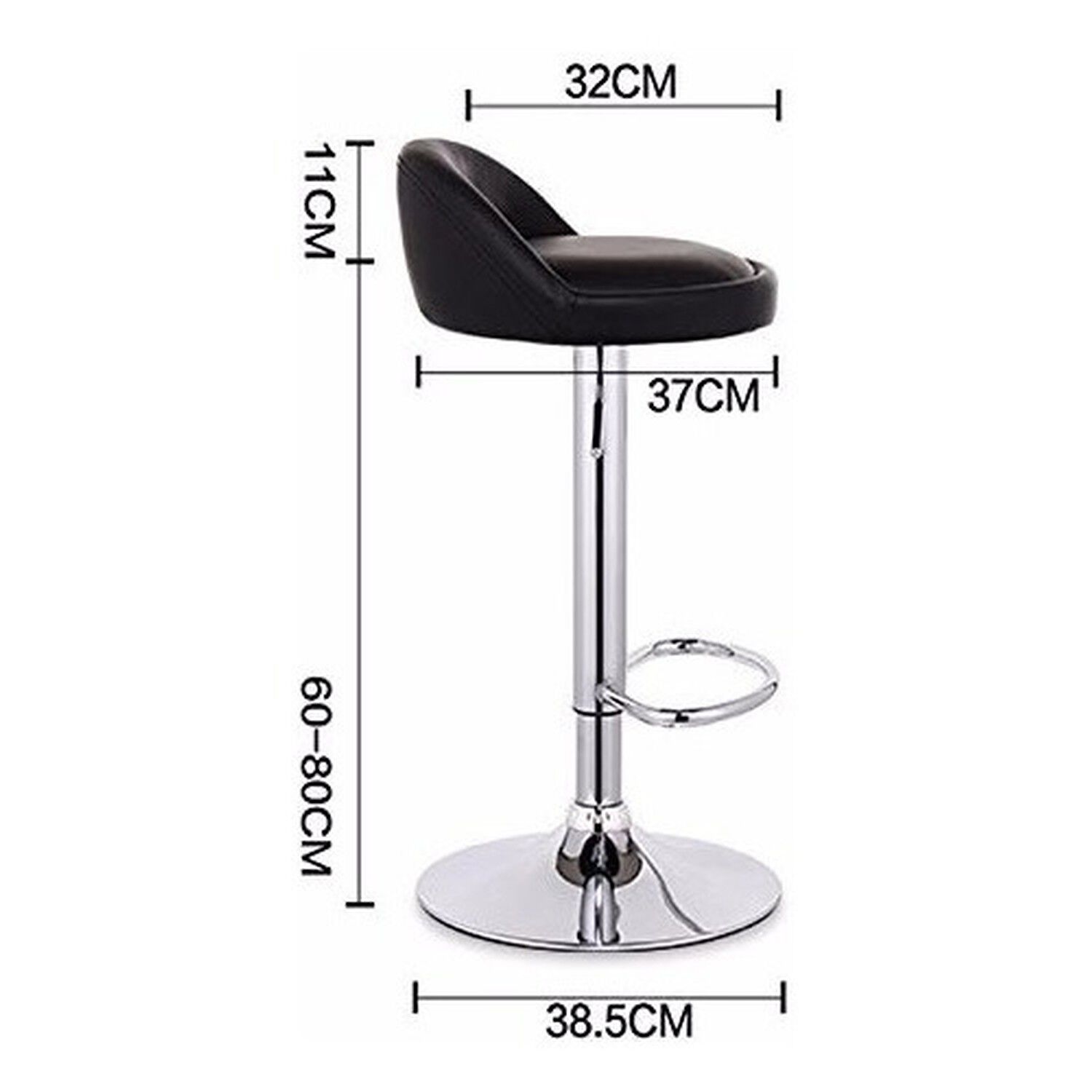 Pack 2 Sillas Bar Altura Regulable Con Respaldo Color Negro image number 4.0