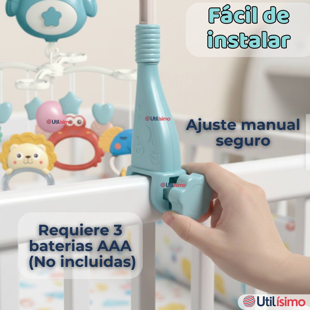 M&oacute;vil Giratorio Musical Proyector Beb&eacute; Ni&ntilde;o Azul image number 4.0