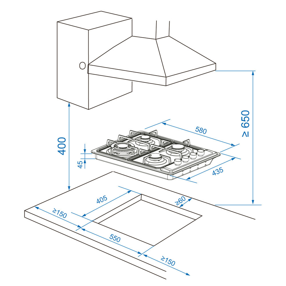 Encimera A Gas Grner Inox 4ql image number 4.0