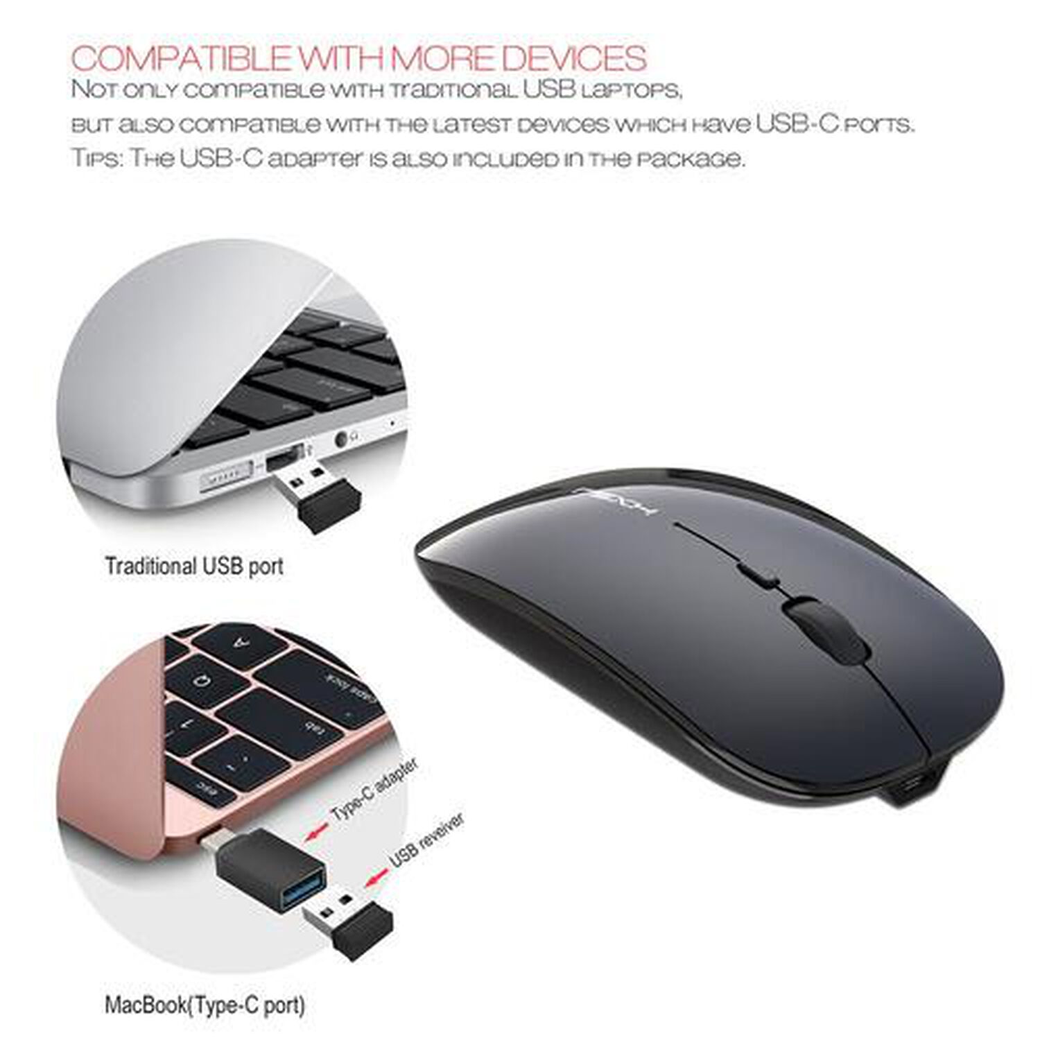 Mouse Raton Recargable Usb Silencioso Dpi Inal&aacute;mbrico 2,4ghz Y Optico Pc Notebook Bt Ergon&oacute;mico) image number 3.0