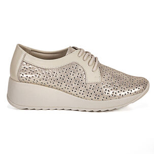 Zapatilla Cuero Geraldinas Dorado