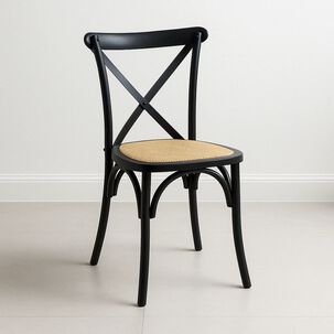 Silla Crossback Madera Rattan Negra