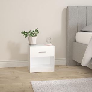 Velador Moderno Vasagle Con Caj&oacute;n Repisa Dormitorio Blanco