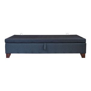 Base De Cama Baúl Gris 1.5 Plaza Largo 200 Cm Con Patas De Madera 11 Cm