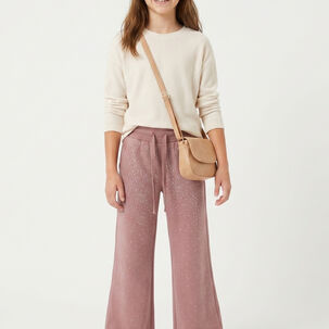Pantal&oacute;n Buzo Ni&ntilde;a Wide Leg Brillos Algod&oacute;n Moda Urbana