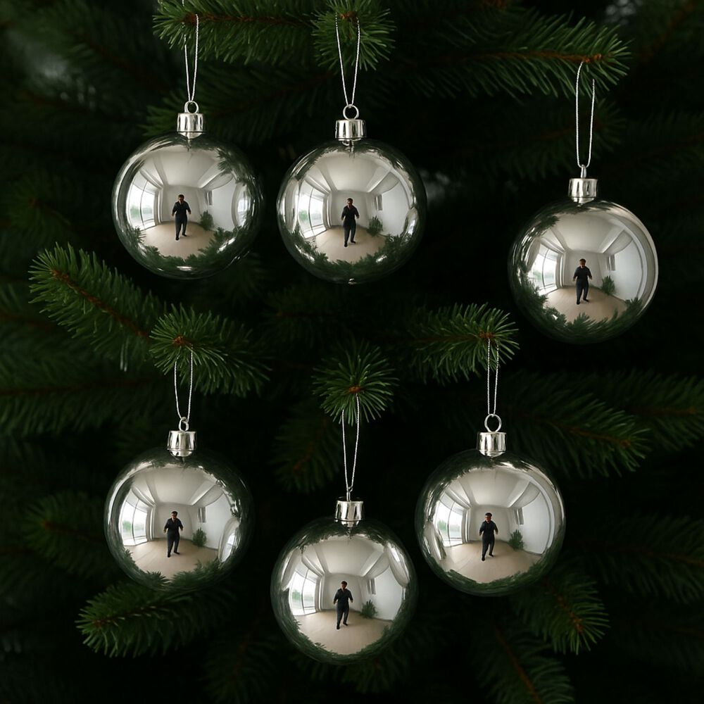 6 Esferas Navideñas Bambalina Adorno 8cm Plateado Decoracion image number 2.0